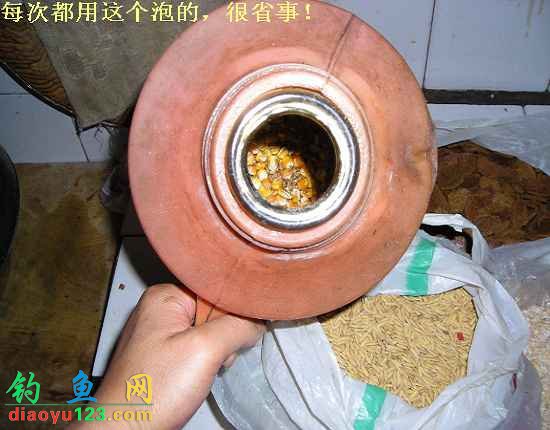 自制钓草鱼窝料煮小麦玉米